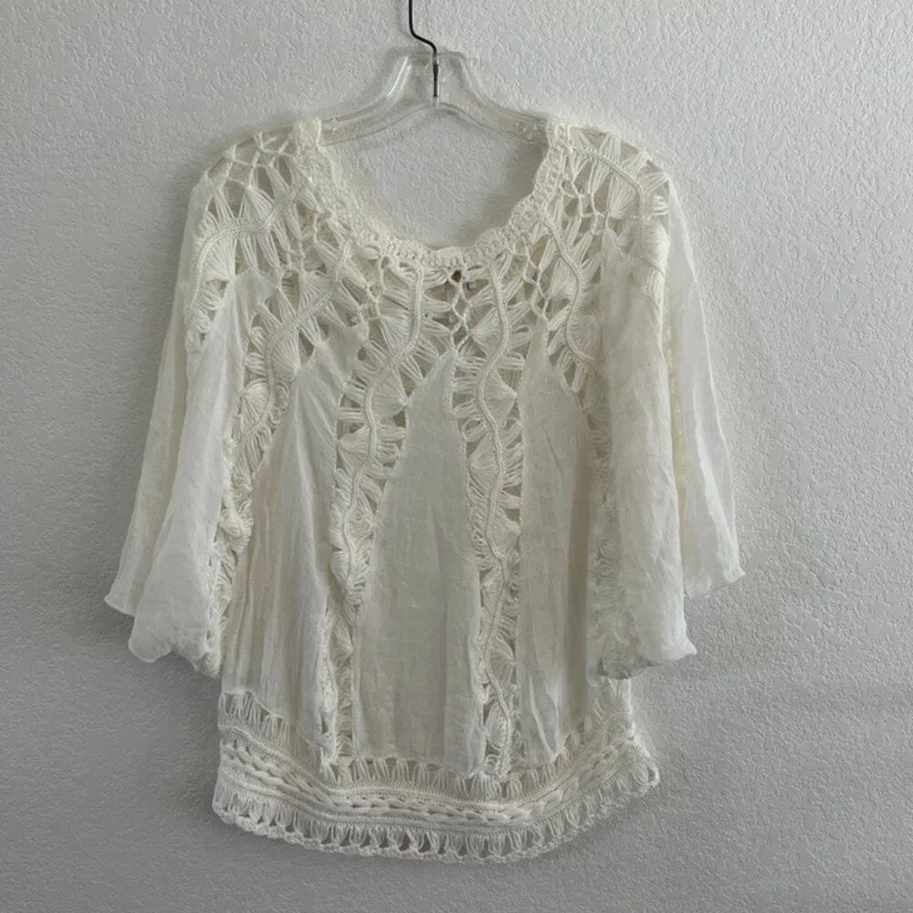NEW Chico's Breezy Coastal Crochet Summer Top